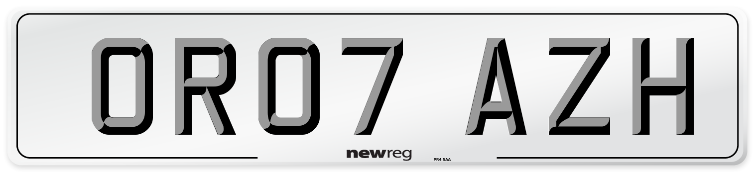 OR07 AZH Number Plate from New Reg